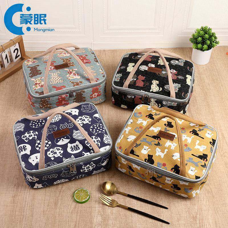 饭盒保温袋2025新款保温袋手提饭盒袋便当包日式帆布铝箔加厚餐盘,餐饮具,保温袋,淘宝优惠券,粉丝福利购,淘宝优惠卷