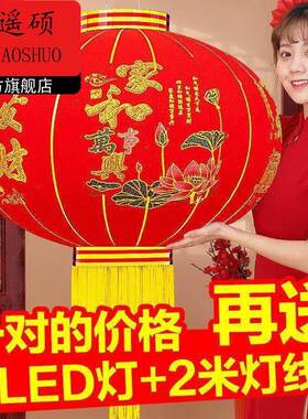 灯笼新款2026年一对植绒大红灯笼2026马年新款大门口阳台挂饰过新