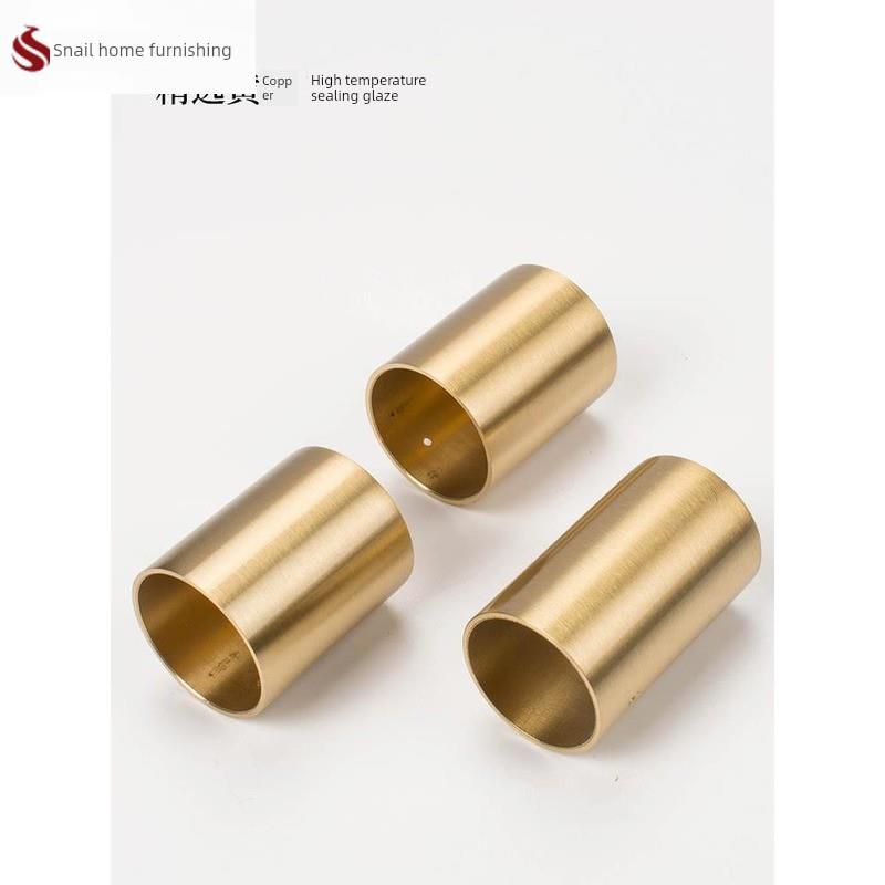 新中式实木家具纯黄铜脚套椅凳子沙发扶手圆形全铜套脚垫属