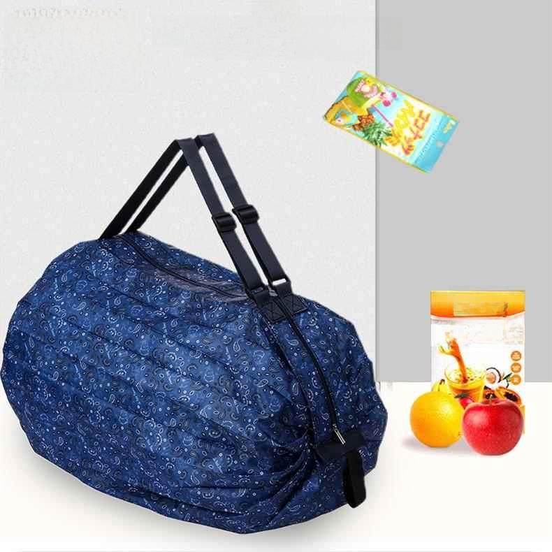 可折叠购物旅行袋日式手风琴褶皱袋便携式可伸缩尼龙环保袋大容量