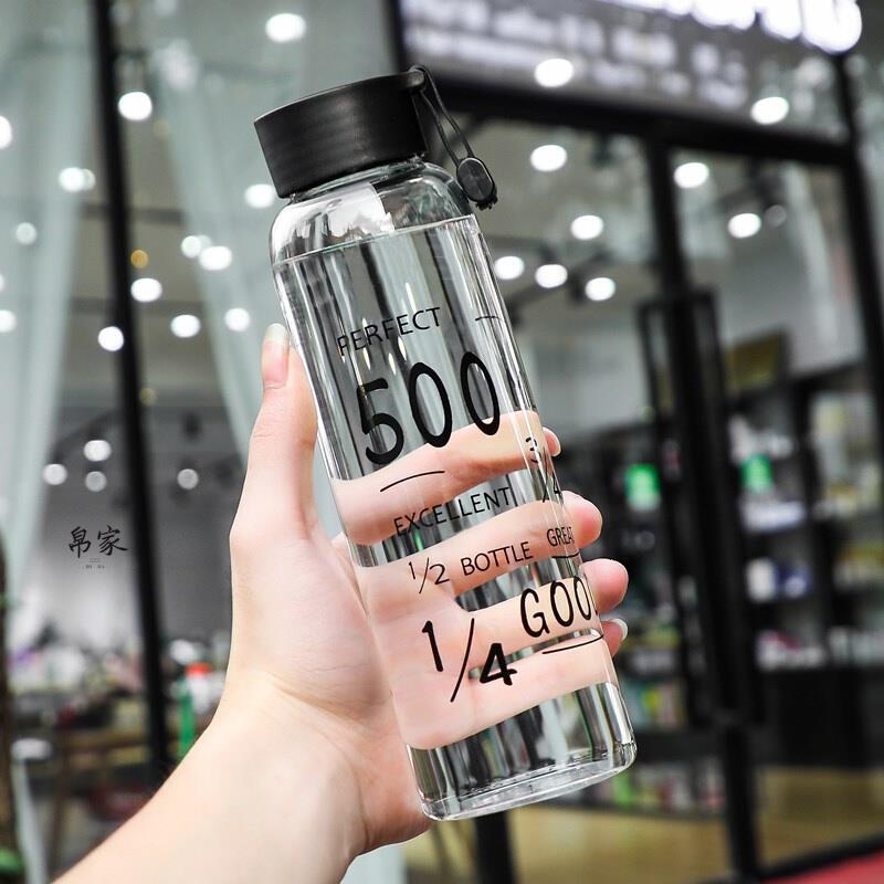 简约清新森系玻璃杯便携男士女水杯原宿风创意个性潮流茶杯子