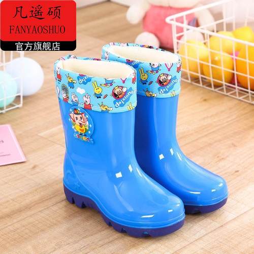 2-10岁儿童雨鞋男女童水鞋加绒棉卡通胶靴水靴防滑雨靴胶鞋雪地靴