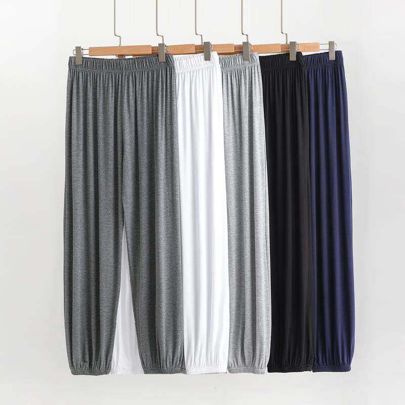 莫代尔家居裤防蚊裤男士夏季薄款睡裤束脚长裤大码练功宽松灯笼裤