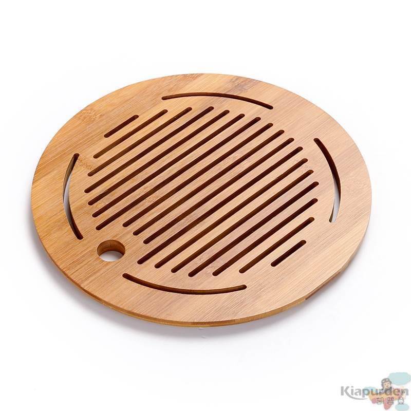 日式陶瓷干泡茶盘配件天然竹制面板简约茶盘茶台单面板圆形隔热板