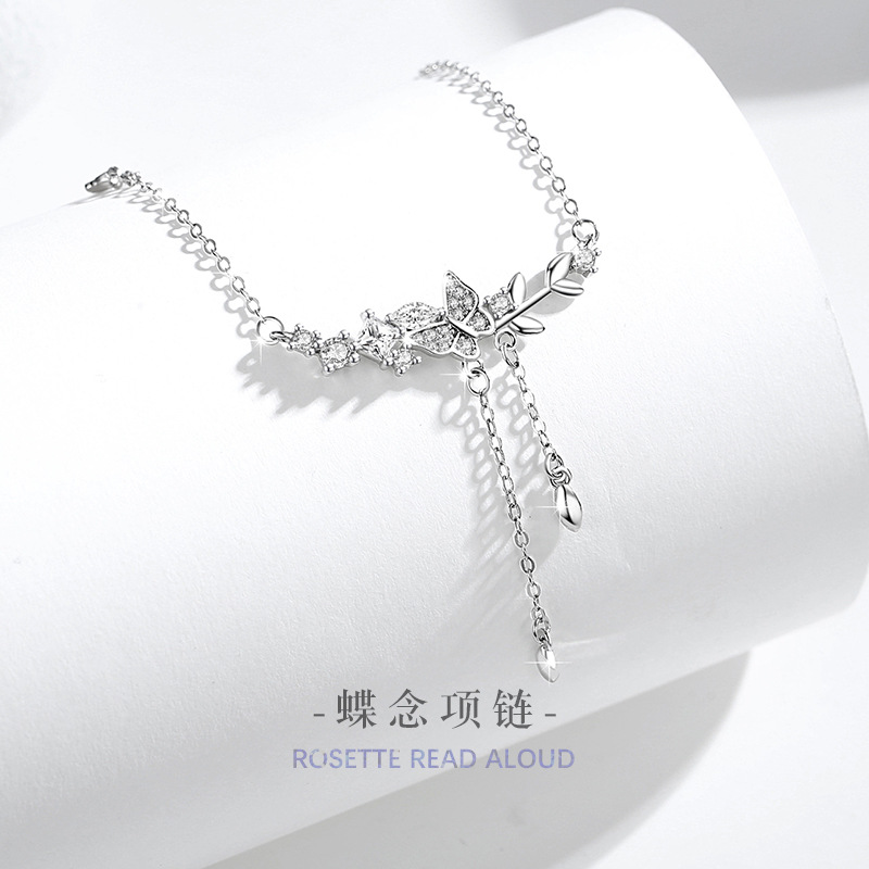 蝴蝶纯银925项链女个性时尚百搭
