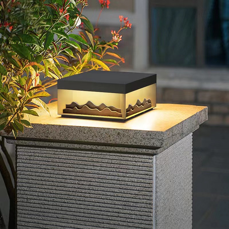 太阳能柱头灯户外防水庭院灯别墅新中式景观灯大门柱子灯围墙柱灯