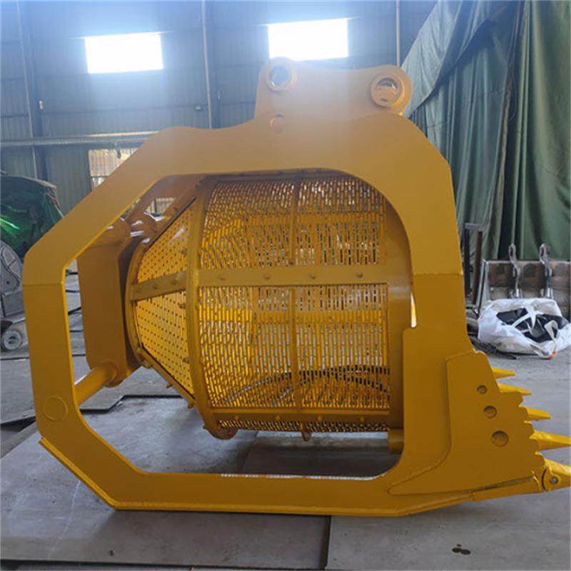 洗沙滚筒式液压筛斗山220挖掘机360度旋转振动筛分笼