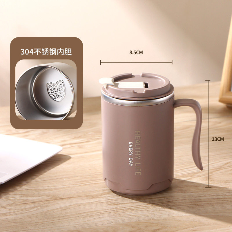 304双层隔热不锈钢带盖马克杯喝水水杯办公室茶杯咖啡杯防烫水杯