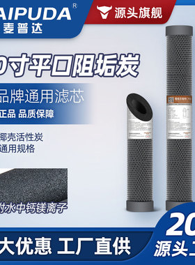20寸阻垢炭滤芯家用净水器烧结活性炭平口厨房售水机除水垢余氯