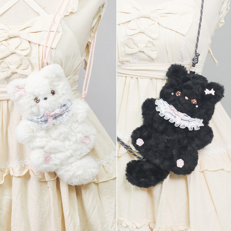 二次元少女心小包毛绒猫猫可爱斜挎包漫展y2k日系lolita玩偶包