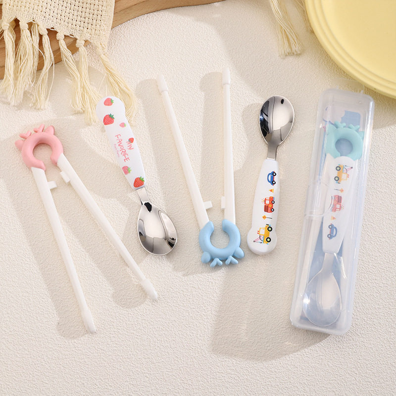 儿童餐具套装幼儿园宝宝学生防滑用训练筷子小孩握快学抓筷子勺子