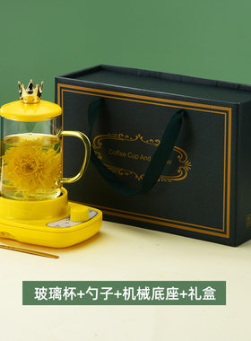 直批迷你烧水杯电热杯高硼玻璃杯分体发热炉煮茶器泡茶杯礼品
