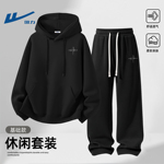 回力休闲运动套装男春秋款连帽卫衣裤子青少年ootd一整套穿搭衣服