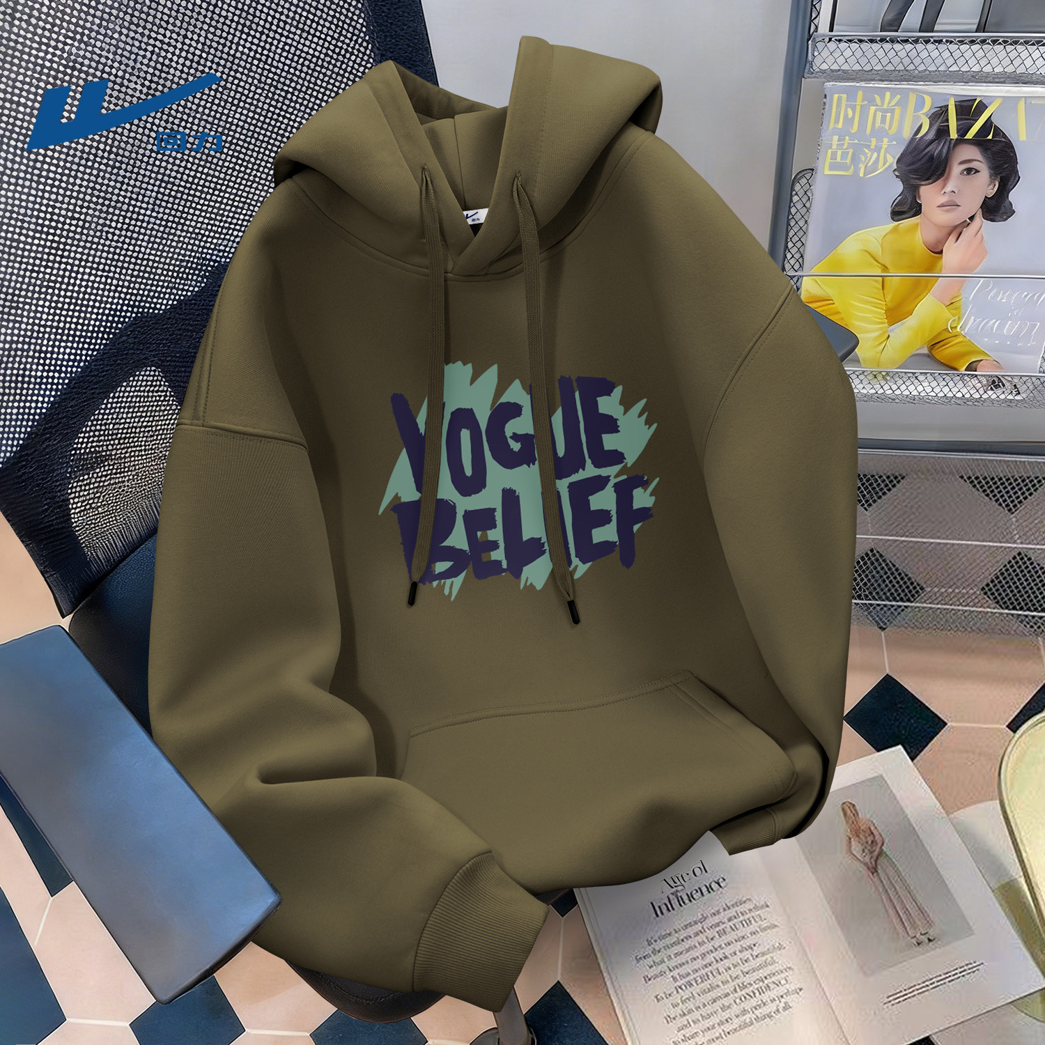 回力男装卫衣学生春季重磅宽松连帽上衣男生休闲外套2026新款春装