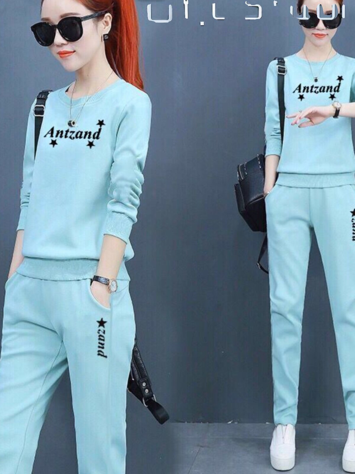 여성을위한 캐주얼 운동복 정장 봄 가을 새로운 한국 스타일 느슨한 슬림 패션 긴팔 바지 스웨트 투피스 세트