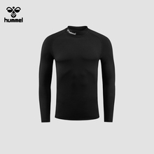 hummel足球紧身衣加绒速干长袖高弹打底衣跑步训练T恤运动健身衣