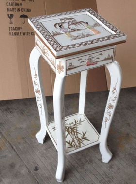 至高美 沙发边几花架贝壳角几白色烤漆方几彩绘家具出口德国