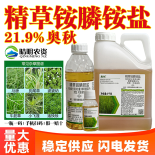 奥秋21.9%精草铵膦铵盐牛筋草小飞蓬精草铵磷果园杂草农药除草剂