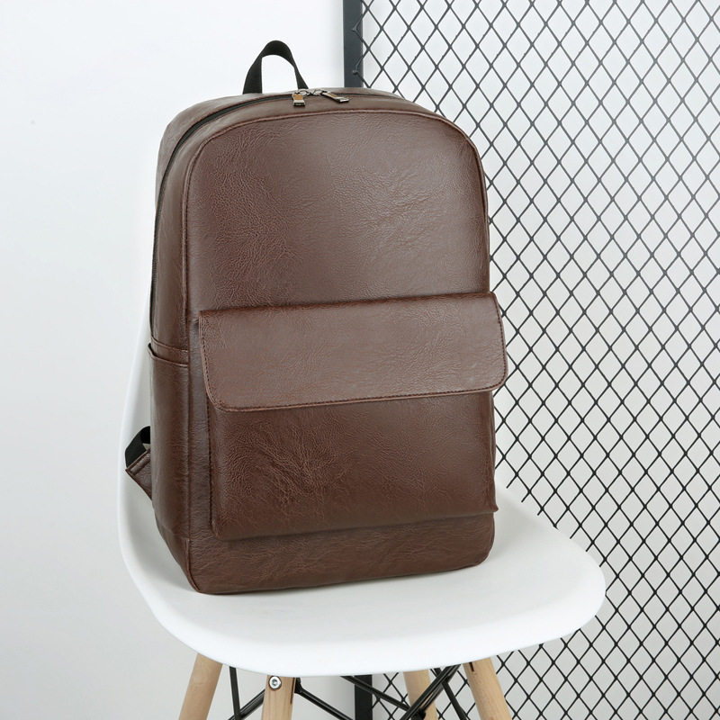 商务电脑包简约皮质双肩包时尚百搭通勤背包女双肩旅游轻便大学生