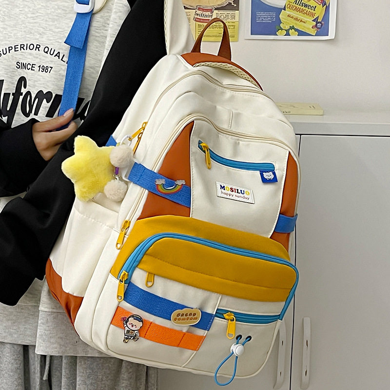 书包女in风韩版高中初中生大容量双肩包简约中学生减负休闲背包女
