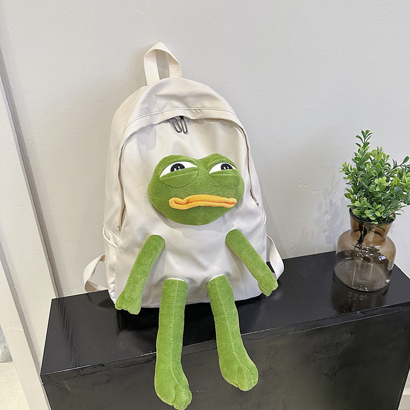 in日系原宿娃儿子帆布背包女双肩旅游轻便韩版学生童趣双肩包女书