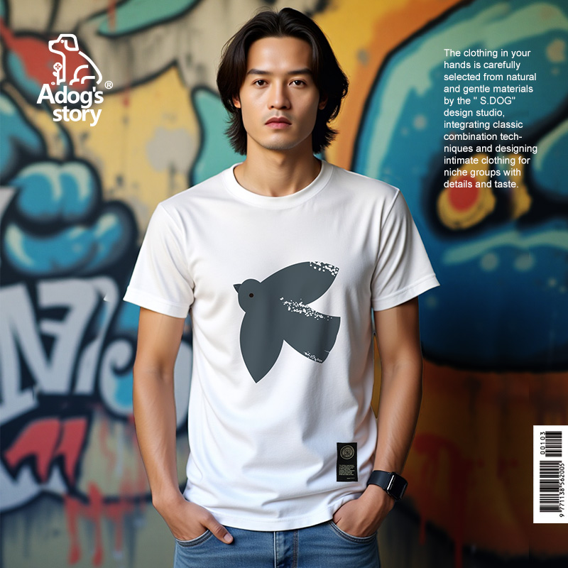 256g重磅纯棉双纱短袖动物印花