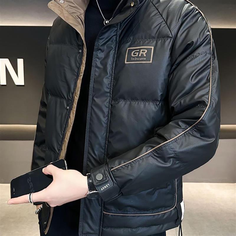 宏嫩冬季男装精选高级感拼色秋冬男士休闲羽绒服加厚保暖棉服外套