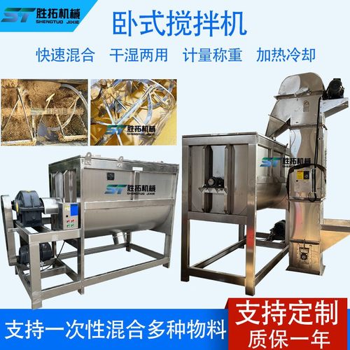 不锈钢卧式双螺带混合机干粉搅拌机饲料食品粉体混合机配套提升机