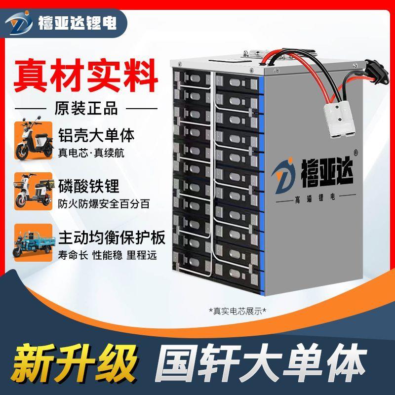 国轩大单体电动车锂电池48V60V72V外卖三轮车大容量磷酸铁锂电池