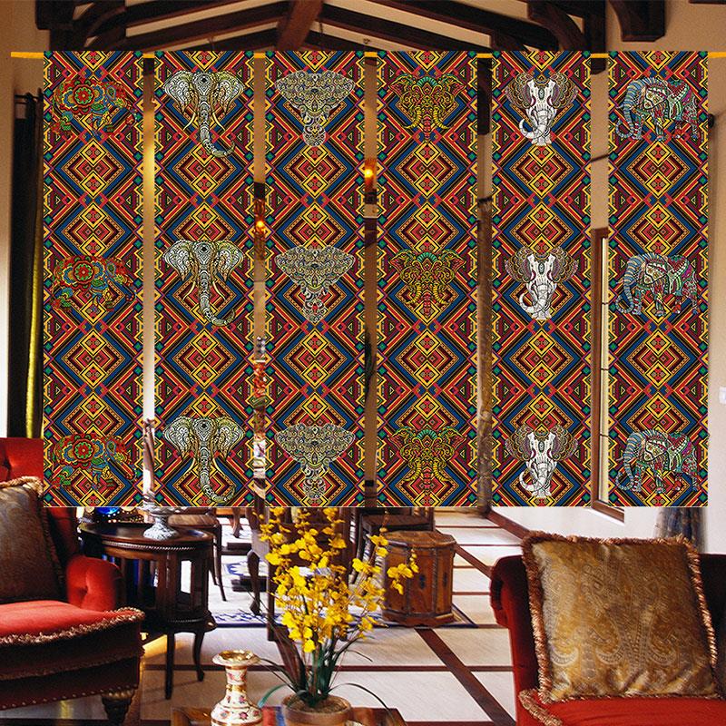东南亚民宿客栈泰式布置装饰长条隔断帘条幅氛围布艺挂帘背景布帘