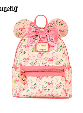 Loungefly迪士尼米老鼠米妮正版周边耳朵蝴蝶结双肩包女迷你背包