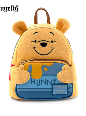 Loungefly迪士尼小熊维尼正版周边蜂蜜肚腩造型迷你双肩包背包