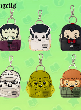 Loungefly环球科学怪人德古拉怪物系列盲盒汽车钥匙扣挂件耳机包