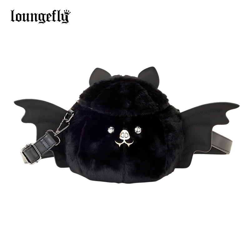 Loungefly官方正品原创萌趣黑色蝙蝠立体造型毛绒单肩斜挎包女生,箱包皮具/热销女包/男包,单肩包,淘宝优惠券,粉丝福利购,淘宝优惠卷