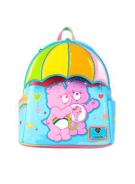 Loungefly爱心熊分享熊正版周边彩虹伞双肩包女可爱卡通迷你背包