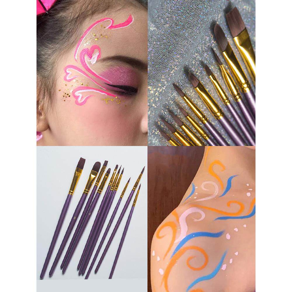 人体面部脸彩彩绘刷晕染渐变水粉油彩画笔勾线平头刷10支化妆套刷