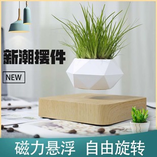 磁悬浮花盆木雕潮流客厅摆件网红创意花店装饰灯泡黑科技礼物礼品