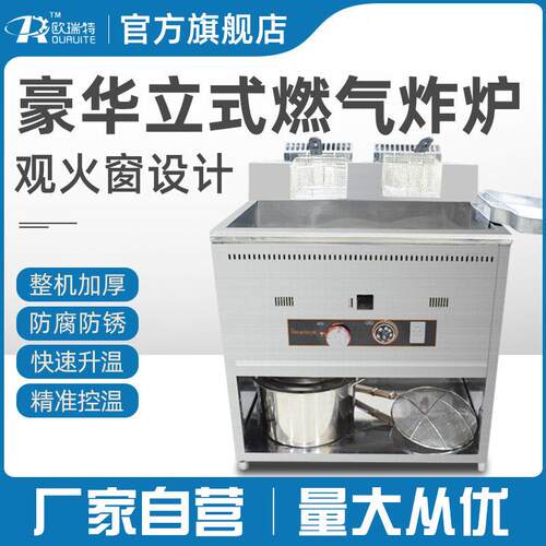 大容量油炸锅恒温摆摊油条机天燃气炸炉炸串薯条鸡排煤气灶液化气