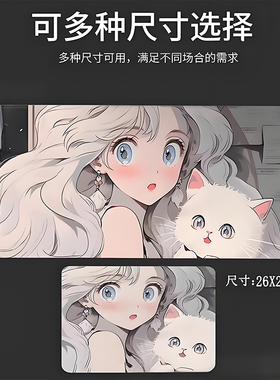 二次元动漫少女鼠标垫键盘垫可爱卡通游戏桌面锁边垫子多尺寸可选