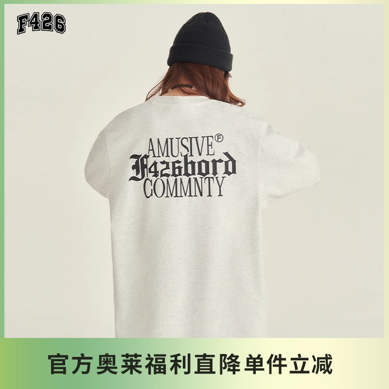 F426后背哥特字排版撞色T恤F426