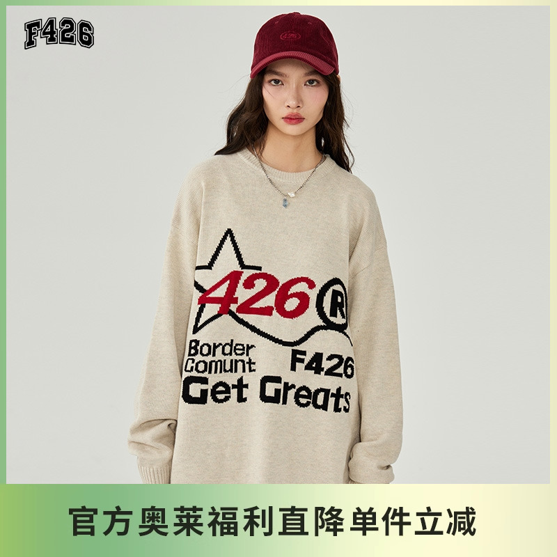 F426流星字母排版毛衣