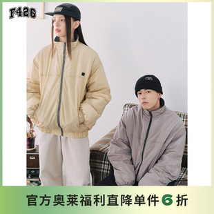 街头情侣嘻哈美式 国潮牌秋季 宽松起皱领口撞色棉服 F426奥莱店