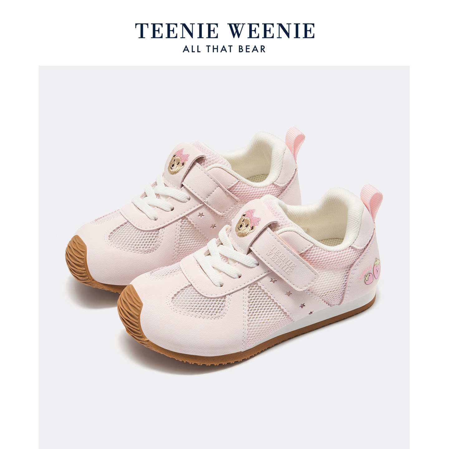 TeenieWeenie小熊童鞋学步鞋女童稳稳鞋阿甘运动板鞋透气网面鞋子