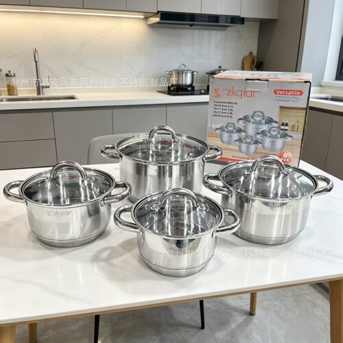 不锈钢锅具套装套件外贸货源pots加厚cookware厨具汤锅炊具
