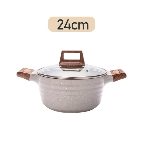 Die casting soup pot麦饭石韩式汤锅家用不粘锅通用双耳炖锅