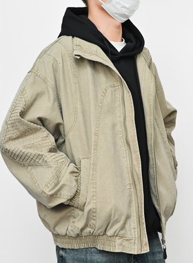 格集家美式水洗做旧复古牛仔夹克男生秋冬宽松休闲外套25408