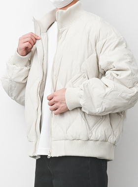 格集家罗纹立领菱格羽绒服情侣冬季保暖白鸭绒柔软质感外套25420