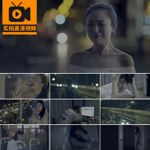 职场生活工作压力情绪烦恼喝酒悲伤哭泣伤心孤独失恋伤感视频素材