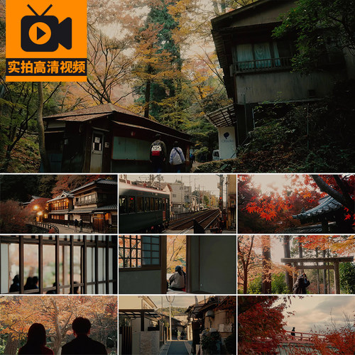 4K日本秋天风景红枫叶人文治愈景色美景旅游旅行实拍高清视频素材