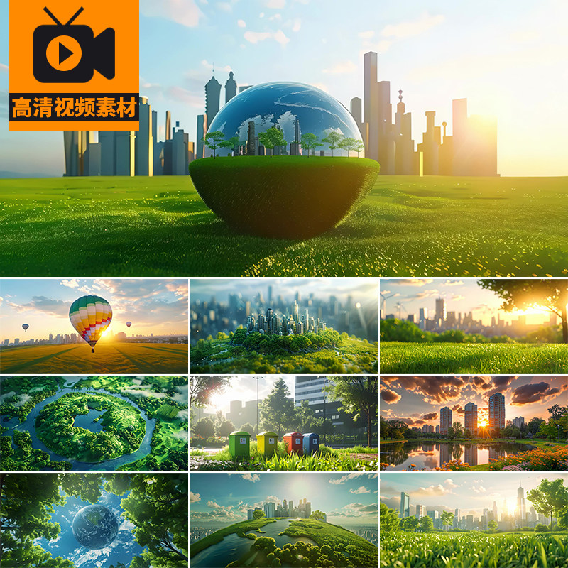 世界地球日绿色星球低碳环保生态环境森林绿色节能减排AI视频素材